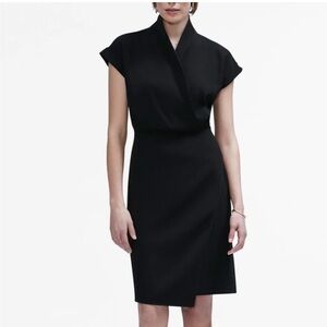 NWT MM. Lafleur The Tory 5.0 black faux wrap knee length tailored sheath dress